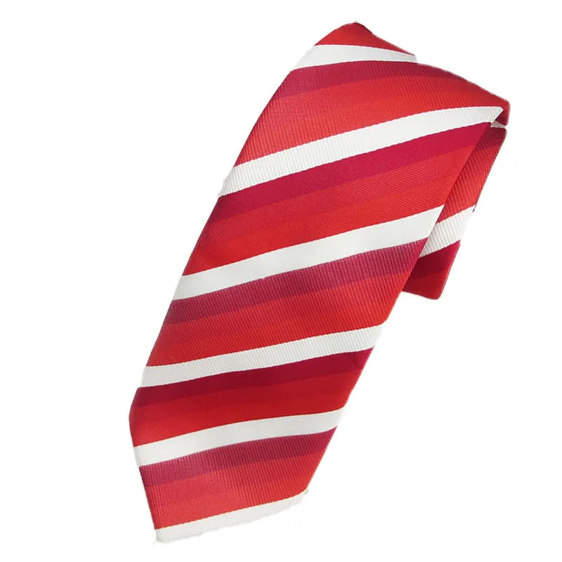 Red Tie Formen Elegant Silk Necktie Legami White Stripe Solid Women Qme RT3