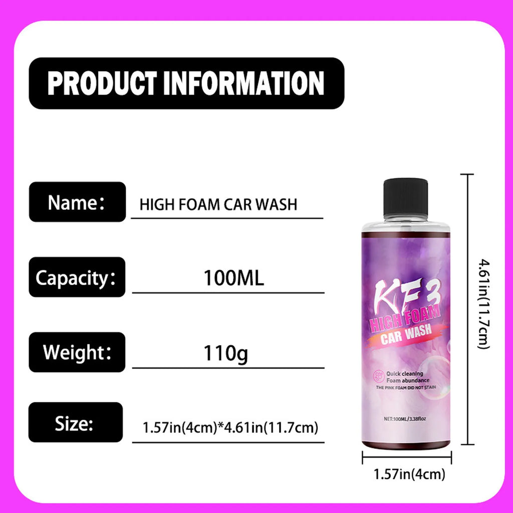 Bubble Wash Liquid Car Motorcycle Pre-wash Wash High Concentration High Foam Strong Decontamination Detergent Wash Soap 100ml Qme