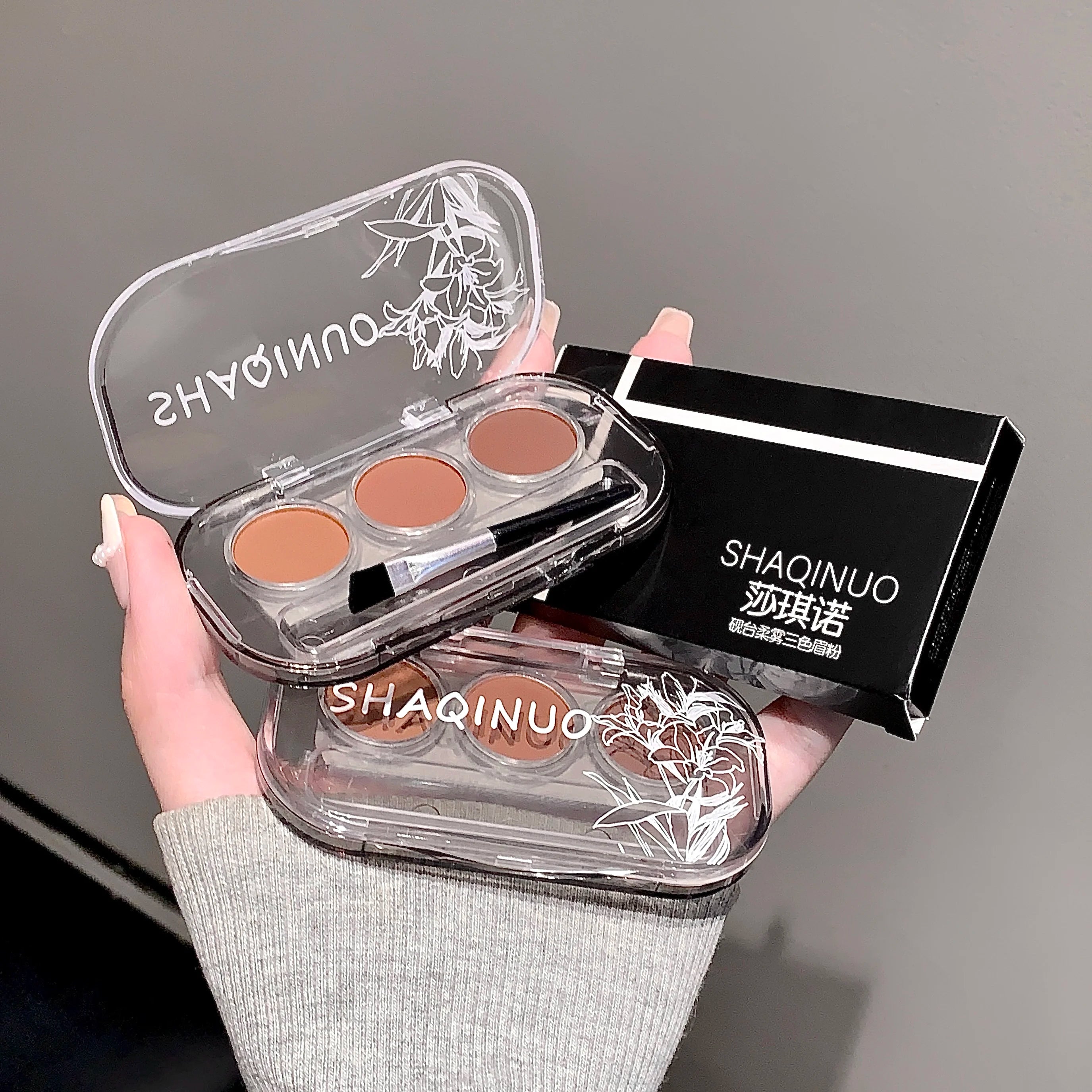SHAQINUO 3-Color Eyebrow Powder Waterproof Sweatproof Long-lasting Qme