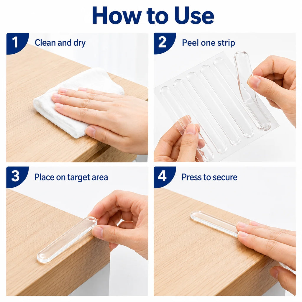 Transparent Silicone Bumper Pads Self Adhesive Door Stopper Strip Furniture Cabinet Drawer Cushion Guard Protector Soft Pad Home Qme
