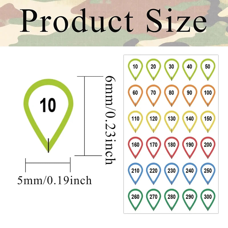 10 Sheets Rifle Scope Turret Sticker Set Scope Adjustment Dope Stickers Rifle Scope Turret Tags For Distance Markers Qme