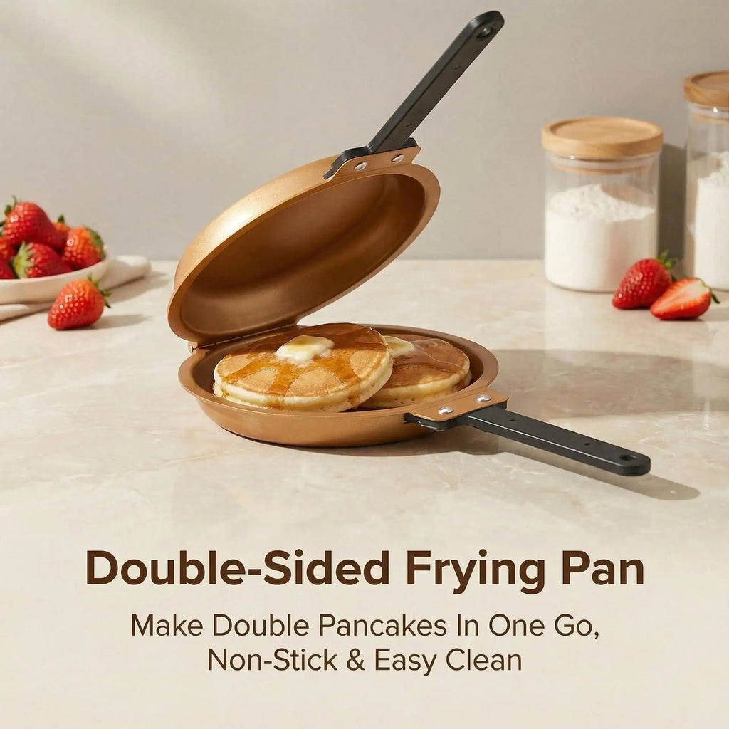 Double Sided Flat Bottomed Cake Pan Foldable Frying Low Oil Fume Eggs Qme