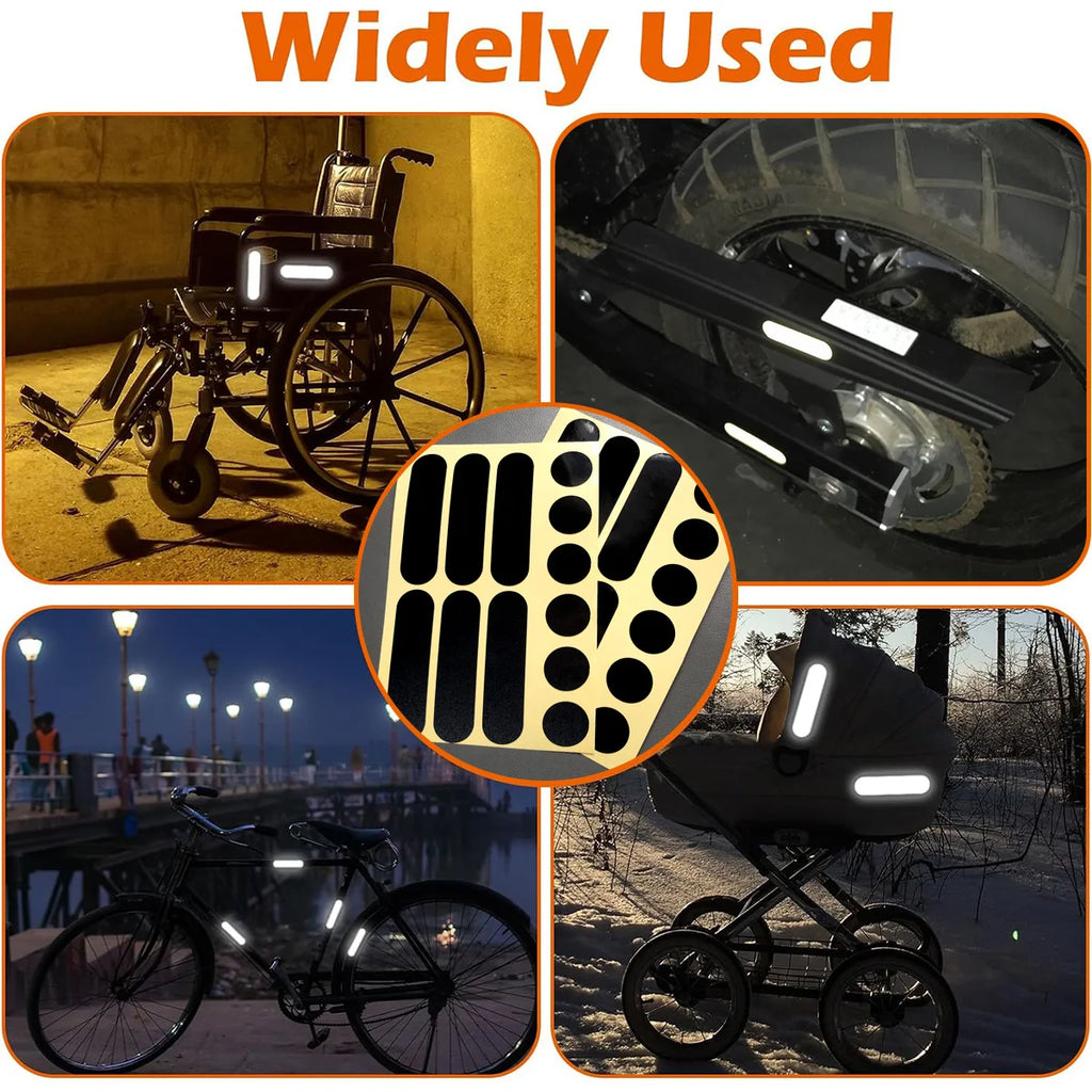 Motorcycle Helmet Reflective Stickers Set - Black Invisible Circular & Oval Shapes for Enhanced Visibility Safe Night Riding Qme