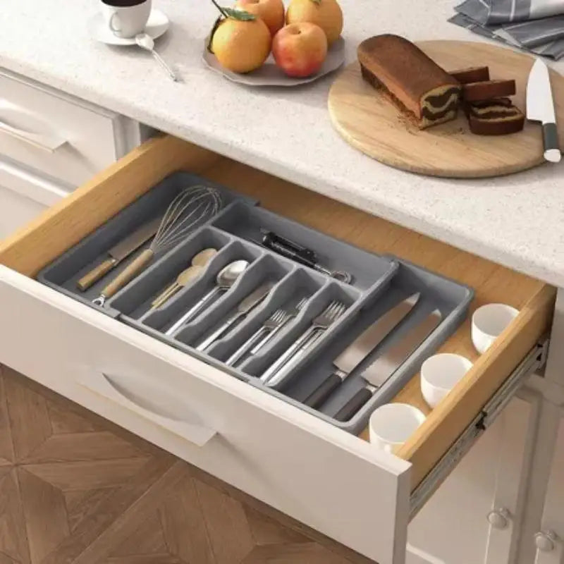Adjustable Cutlery Tray Drawer Organizer Kitchen Expandable Utensil Qme