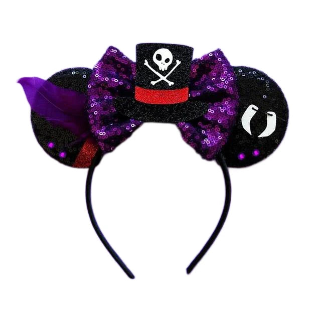 Skull Crossbones Pirate Mickey Mouse Ear Headband Women Adult Cosplay Halloween Hairband Festival Party Cosplay Hair Accessories Qme Headband 3