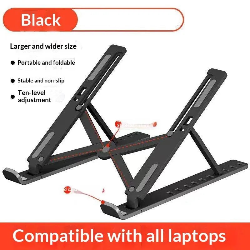 10Gears Adjustable Laptop Holder Foldable Notebook Stand Portable Qme Black