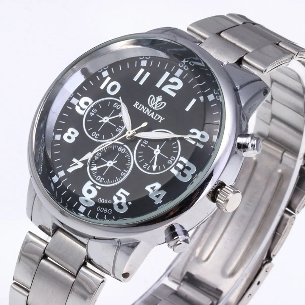2pcs Classic Simple Quartz Watches Stainless Steel Watch Couple Watch Qme