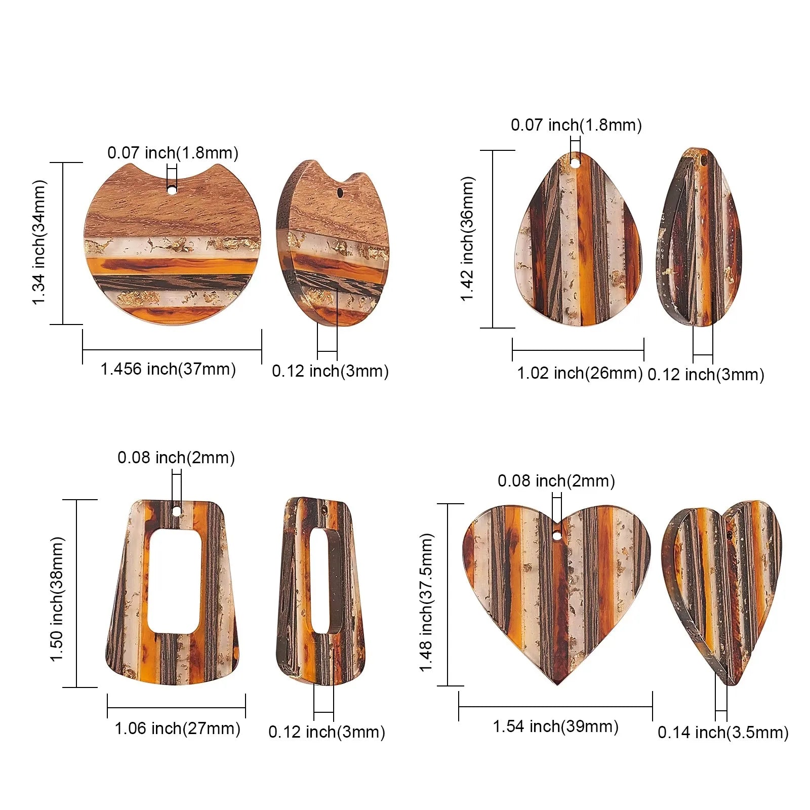20Pcs Vintage Natural Wood Charms Flat Round Teardrop Saddle Brown Wooden Pendants Bulk for Women Jewelry Earrings Making Qme Mixed combination