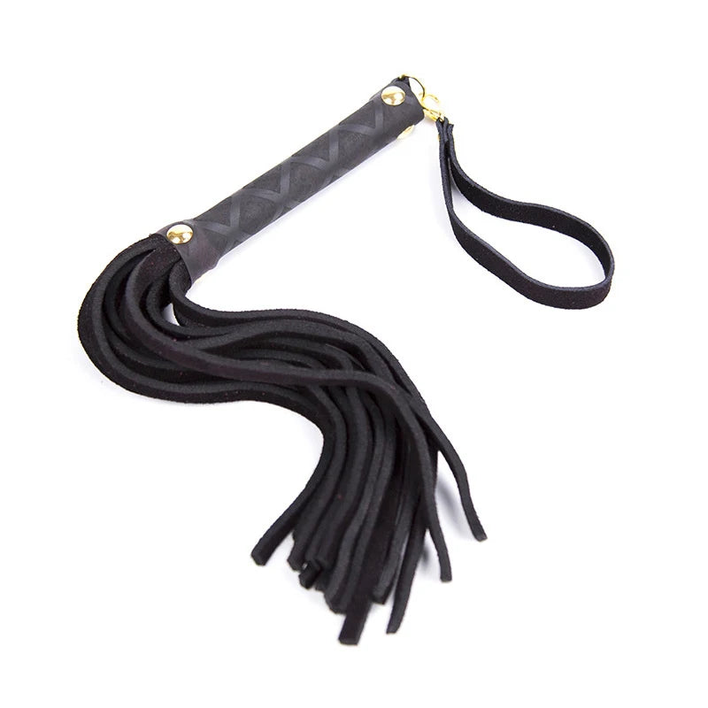 Pu Leather Pimp Whip Racing Riding Crop Party Flogger Hand Cuffs Qme Black