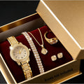 2pcs/set Luxury Women Gold Watch Fashion Ladies Quartz Diamond Wristwatch Elegant Female Bracelet Watches Set Qme gg