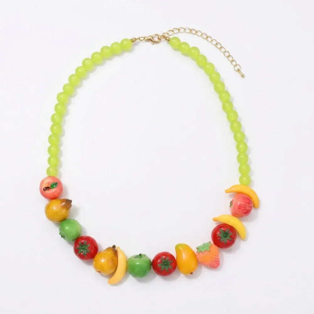 Simple Layered Beads Fruit Necklace Stackable Blueberries Multi Layer