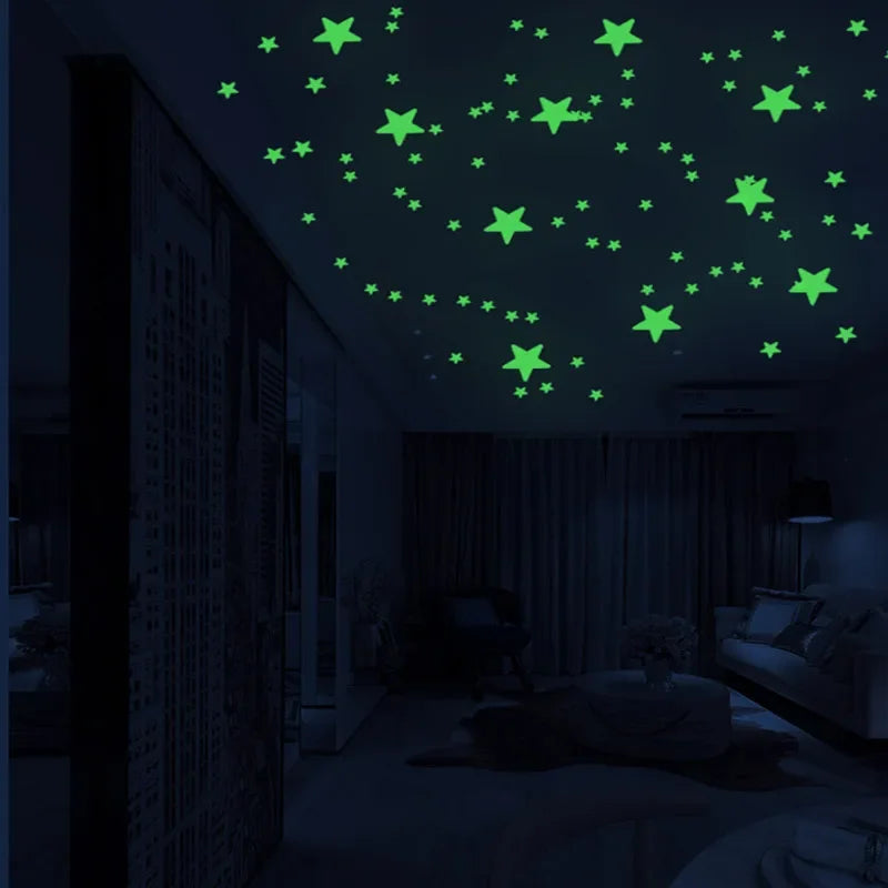 Luminous Wall Stickers Kids Rooms Dots Stars Ceiling Decals Glowing Qme
