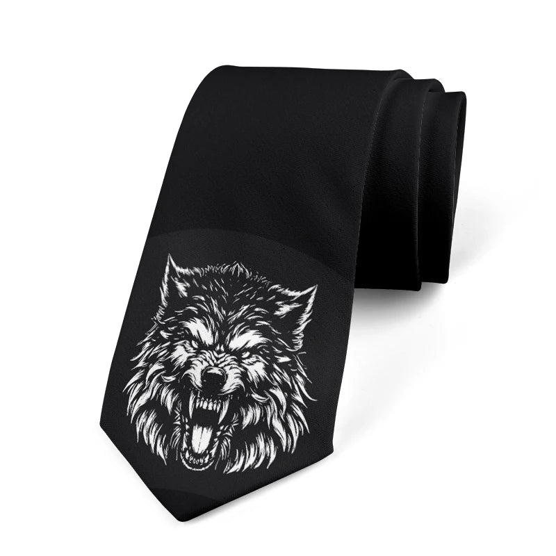 Funny Wave Head Printed Tie Adult Wide Polyester Slim Shirt Suit Qme style3