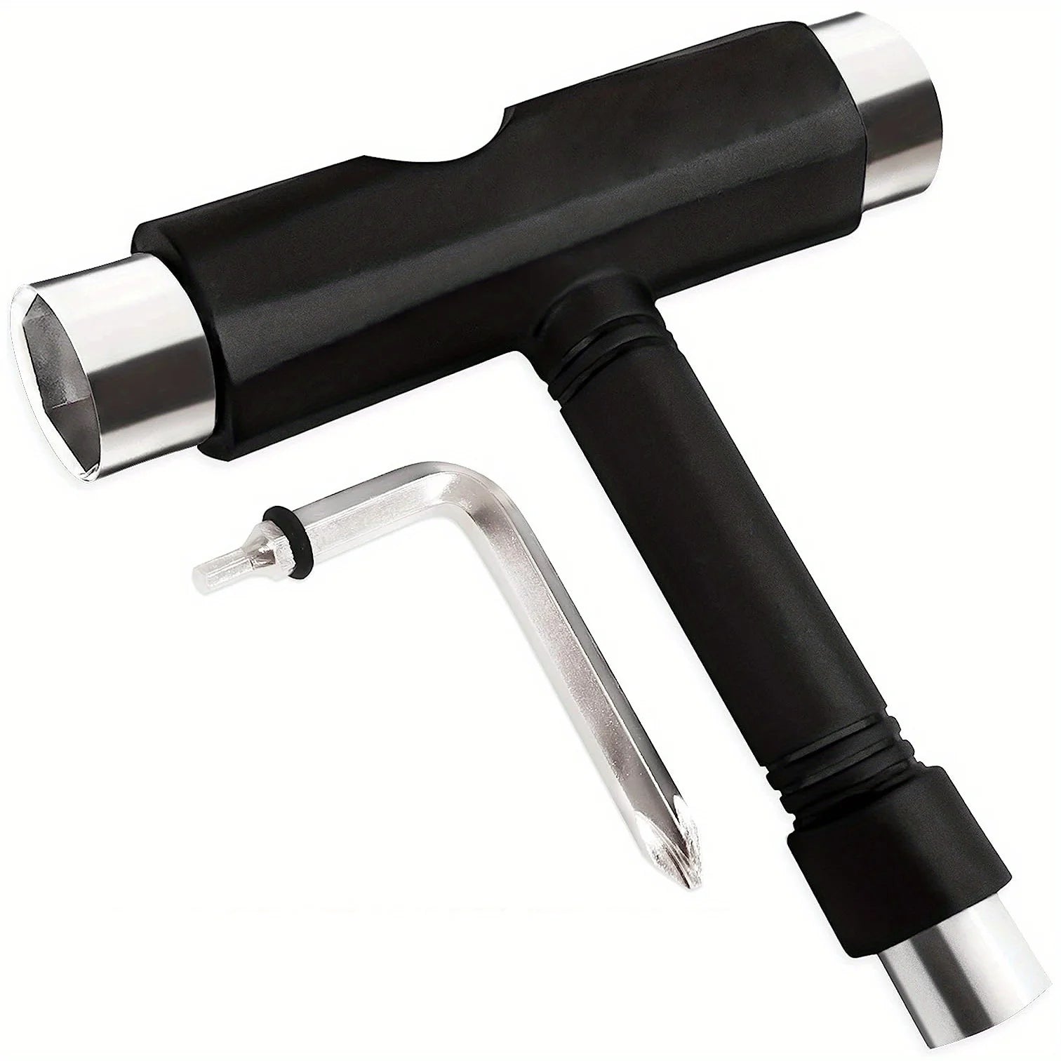 Skate T-Tool With Allen Wrench - Multi-functional Skateboard Tool Set Qme Black 1pc
