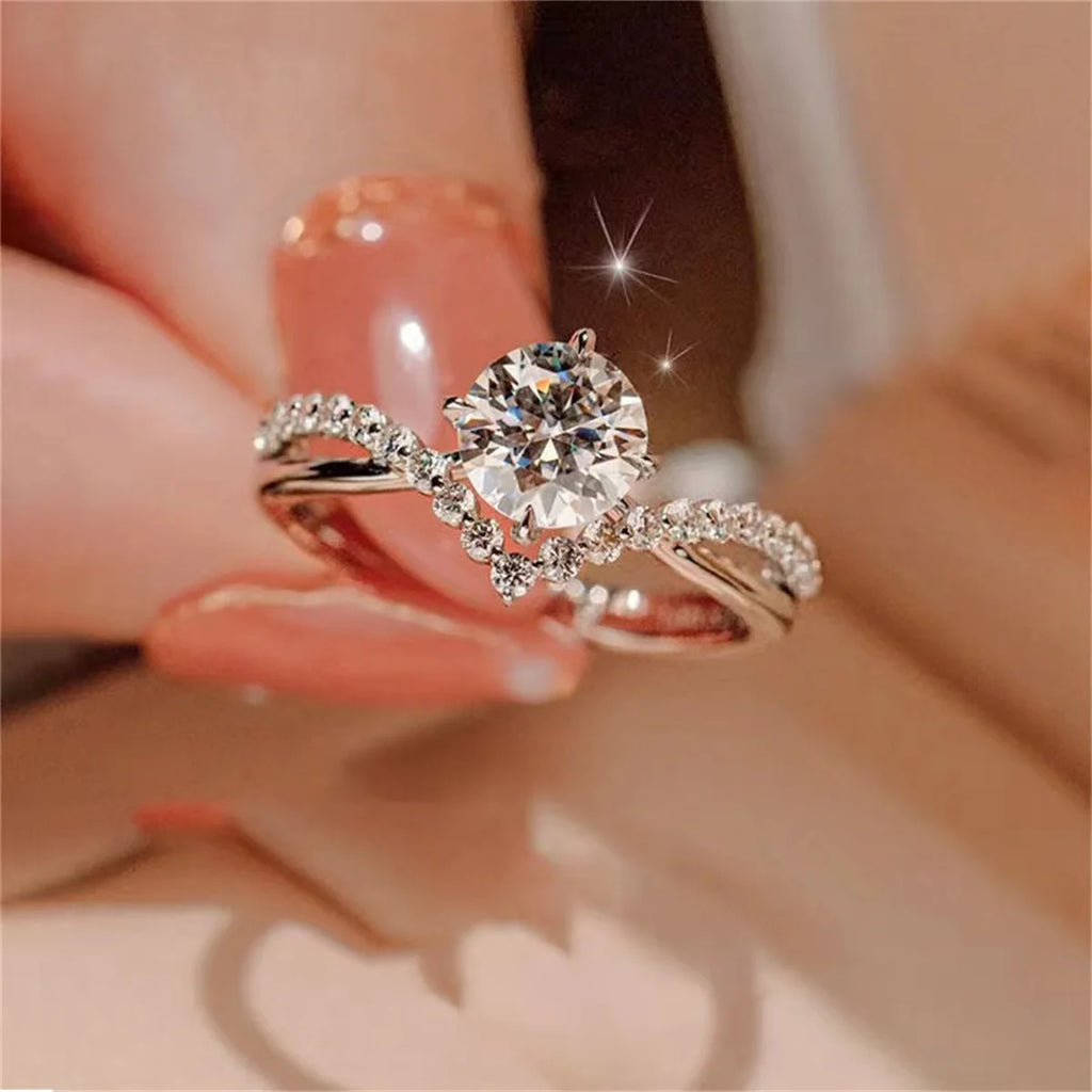 New Trendy Luxury Couple Rings for Women Men Dazzling Square Zirconia Delicate Ring Wedding Valentine's Day Romantic Jewelry Qme