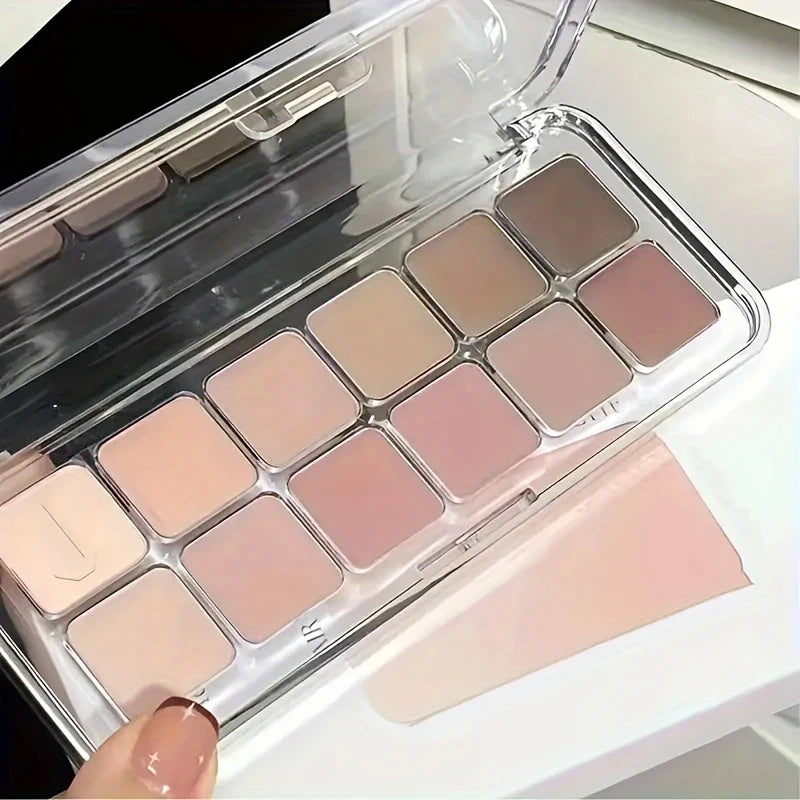 12-Color Low-saturation Eyeshadow Palette Matte Apricot Everyday Qme D8-20