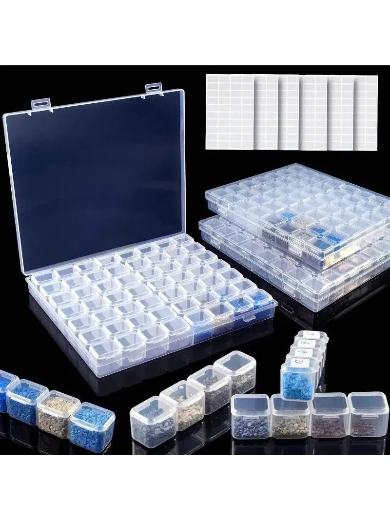Transparent Storage Box 56 Grids DIY Diamond Painting Plastic Qme clean