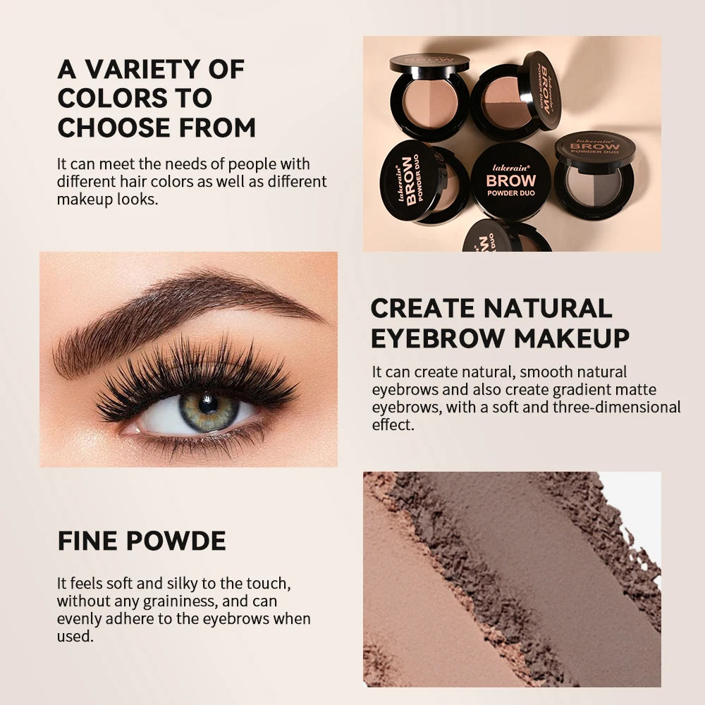 Dual-color Eyebrow Powder Ash Brown Contour Shadow Three-dimensional Eyebrow Shape Waterproof Natural Compact Powder Palette Qme