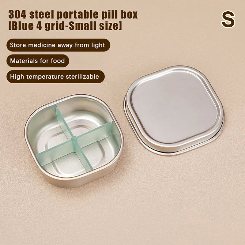 4 6-Grid Pill Organizer Sealed Travel Medicine Box Tablet Storage Qme 4Grids Blue