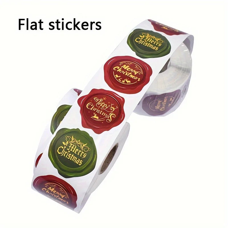500 1.5-inch Christmas Sticker Rolls - Mixed Wax Seal Style "Merry Christmas" Labels for Greeting Cards, Envelope Seals, Gift Gi Qme