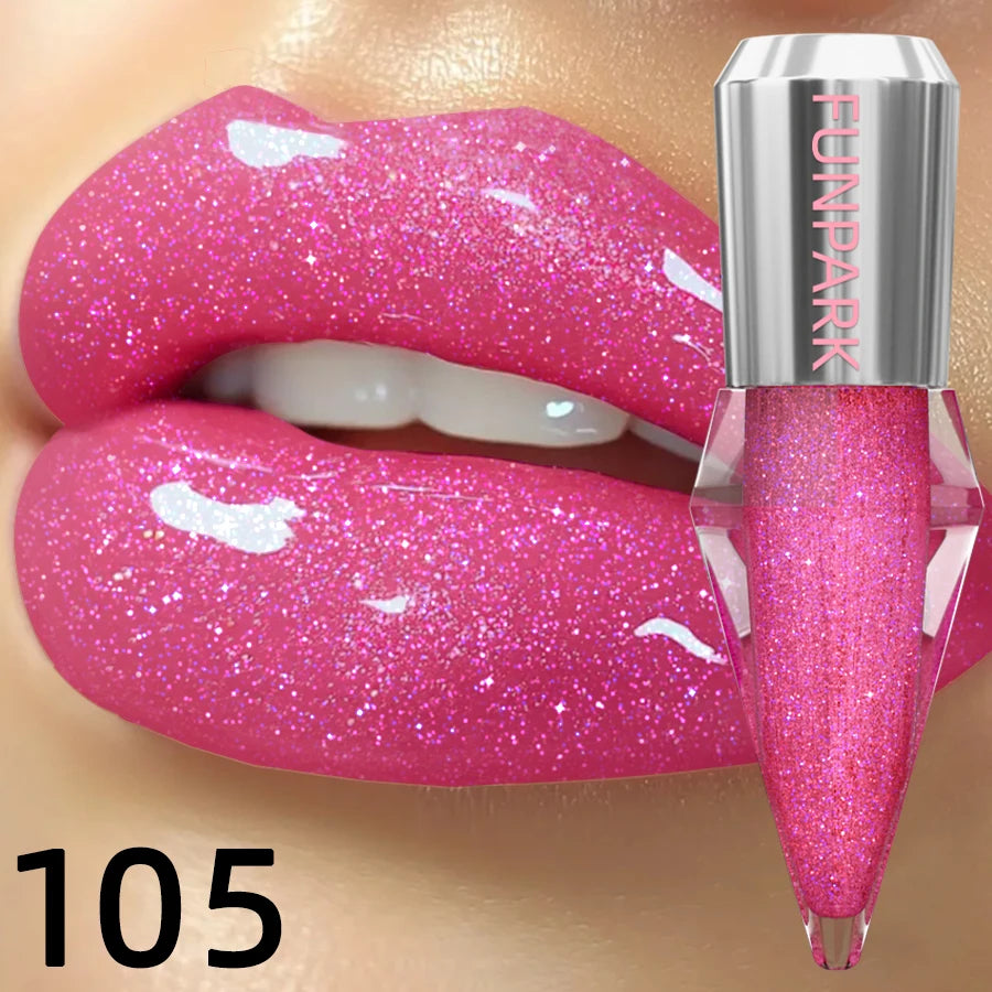 8 Glitter Shimmer Lip Gloss Moisturizing Tinted Fuller Effect Diamond Qme 105