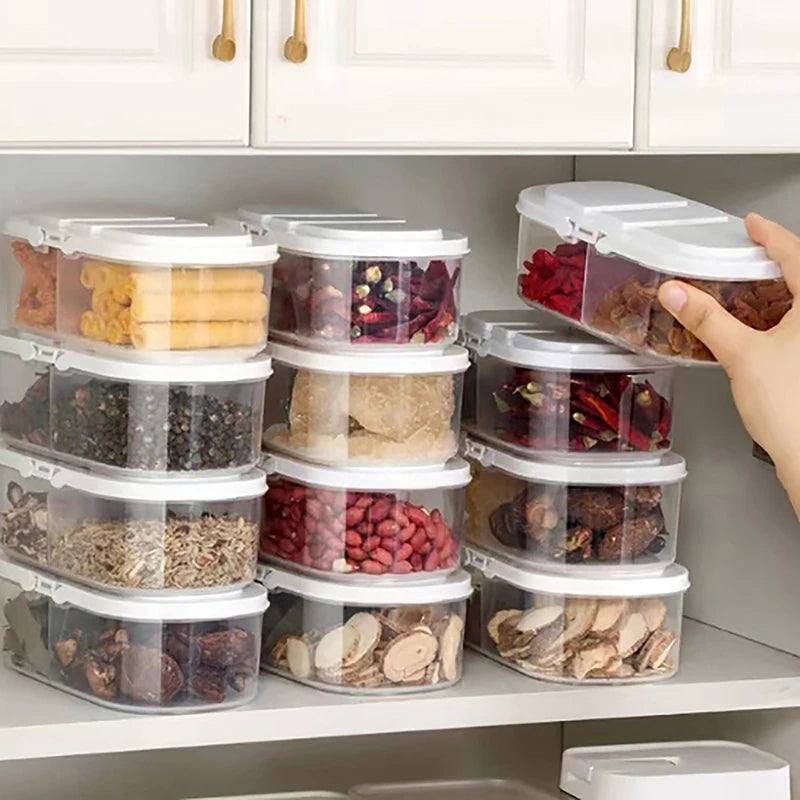 Kitchen Refrigerator Plastic Storage Jar Double Compartment Lid Food Qme