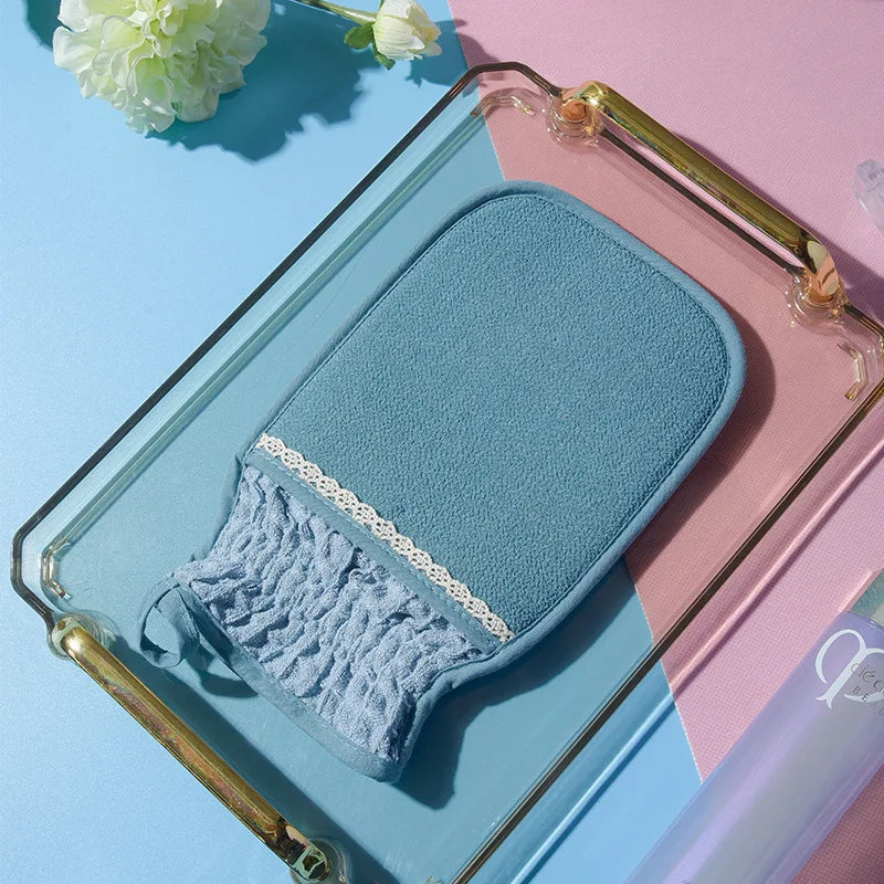 Body Cleaning Washcloth Bathroom Shower Ball Back Scrubber Qme Blue 0438