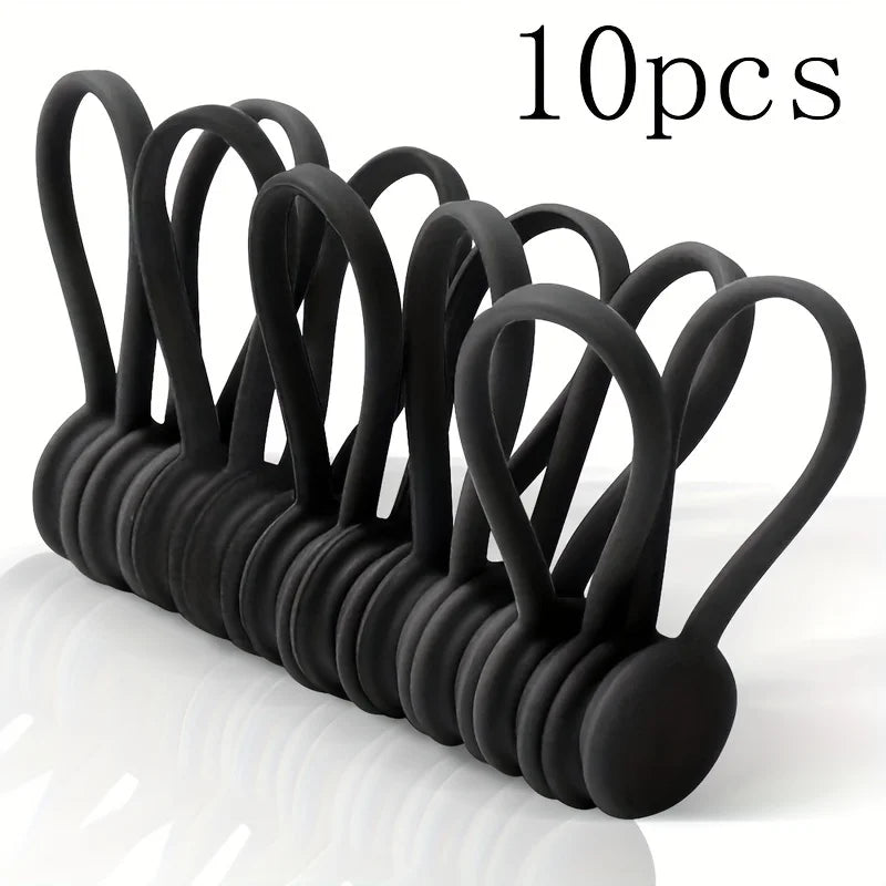 10pcs Magnetic Cable Clip - Black Magnetic Silicone Cable Organizer Cable Ties Reusable Cable Ties for Home, Kitchen, Office Qme 10pcs
