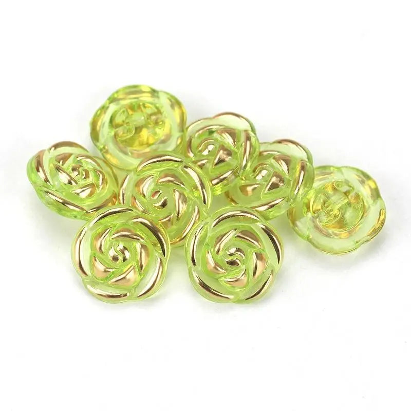 Pcs Durable Acrylic Buttons in Rose Design for Clothing Crafting Qme Green