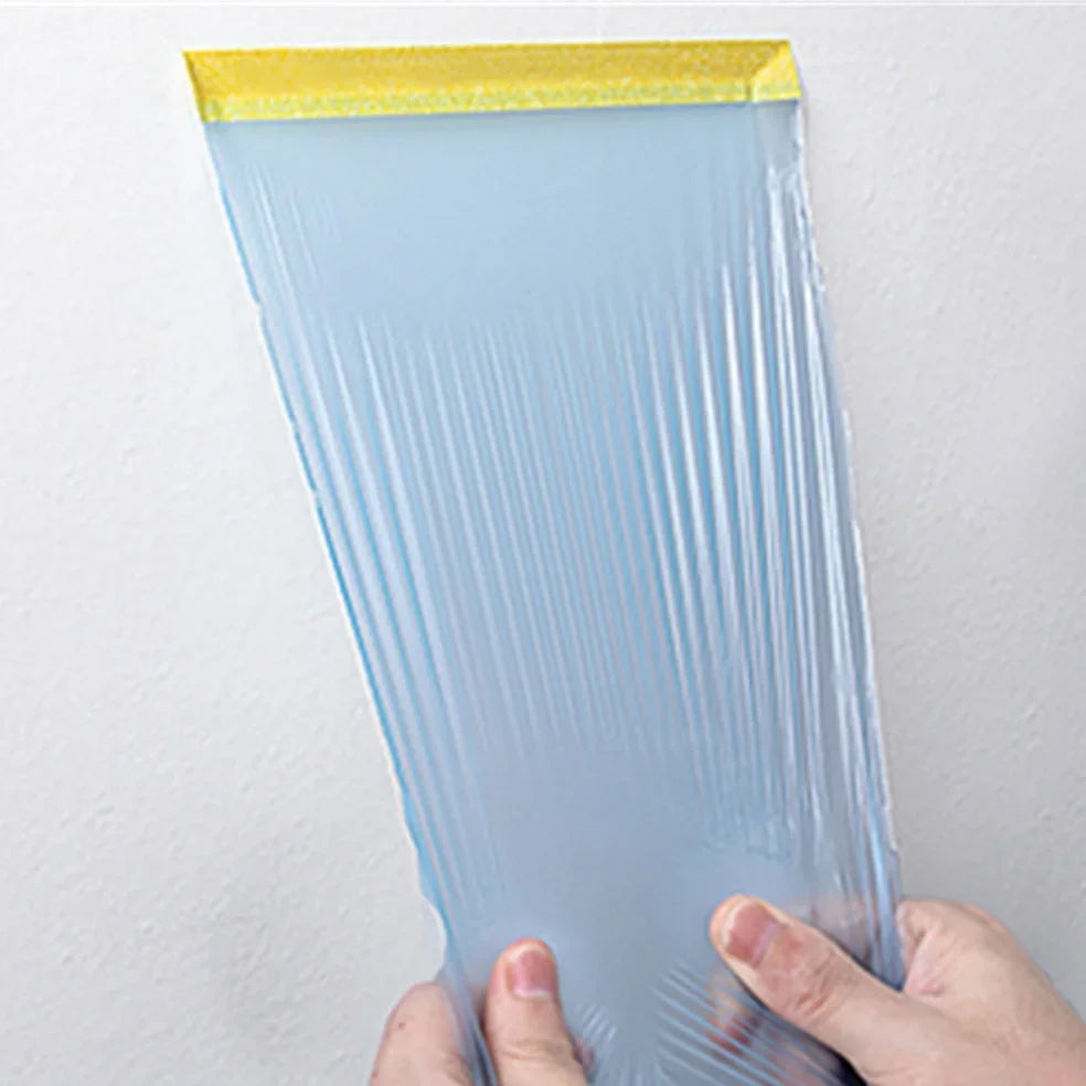 High-Performance Pre-Taped Masking Film - PE Plastic Sheeting for Automotive & Painting, No Residue, Ideal for Painters, Qme