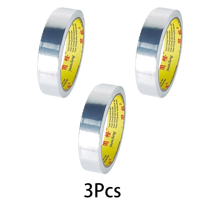 1Roll High Temperature Resistant Aluminum Foil Tape, Waterproof and Oil-proof, Flame-retardant and Sun-proof, Hand-tearable Qme 3rolls-width-20mm 10M