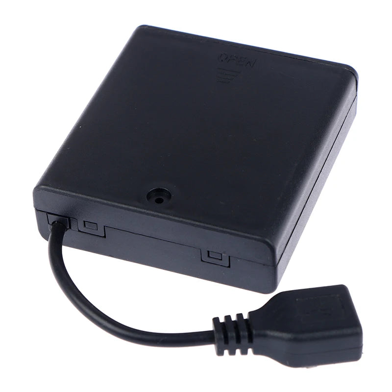 4 X AA USB Battery Box for 5V LED Strip Lights USB Mini Power Supply. Qme