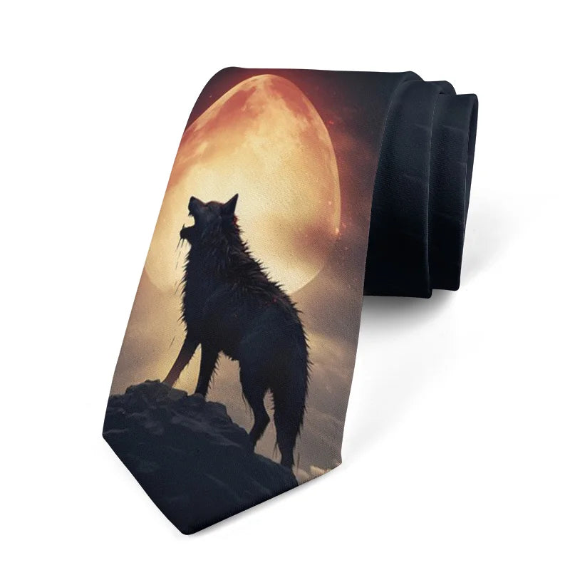 Funny Wave Head Printed Tie Adult Wide Polyester Slim Shirt Suit Qme style6