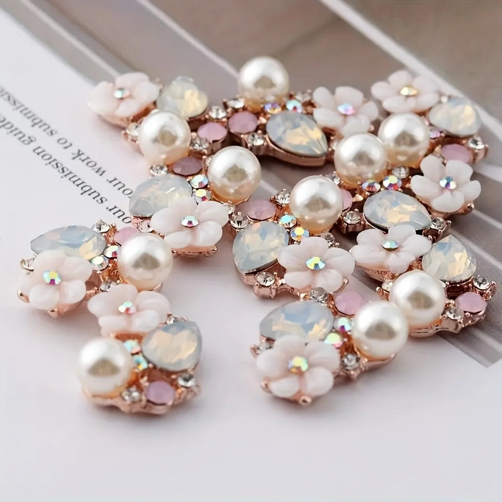 Imitation Shell Flower Plate Diamond Buckle Jewelry DIY Handmade Shoes, Clothing, Bags Alloy Accessories Pendant Qme