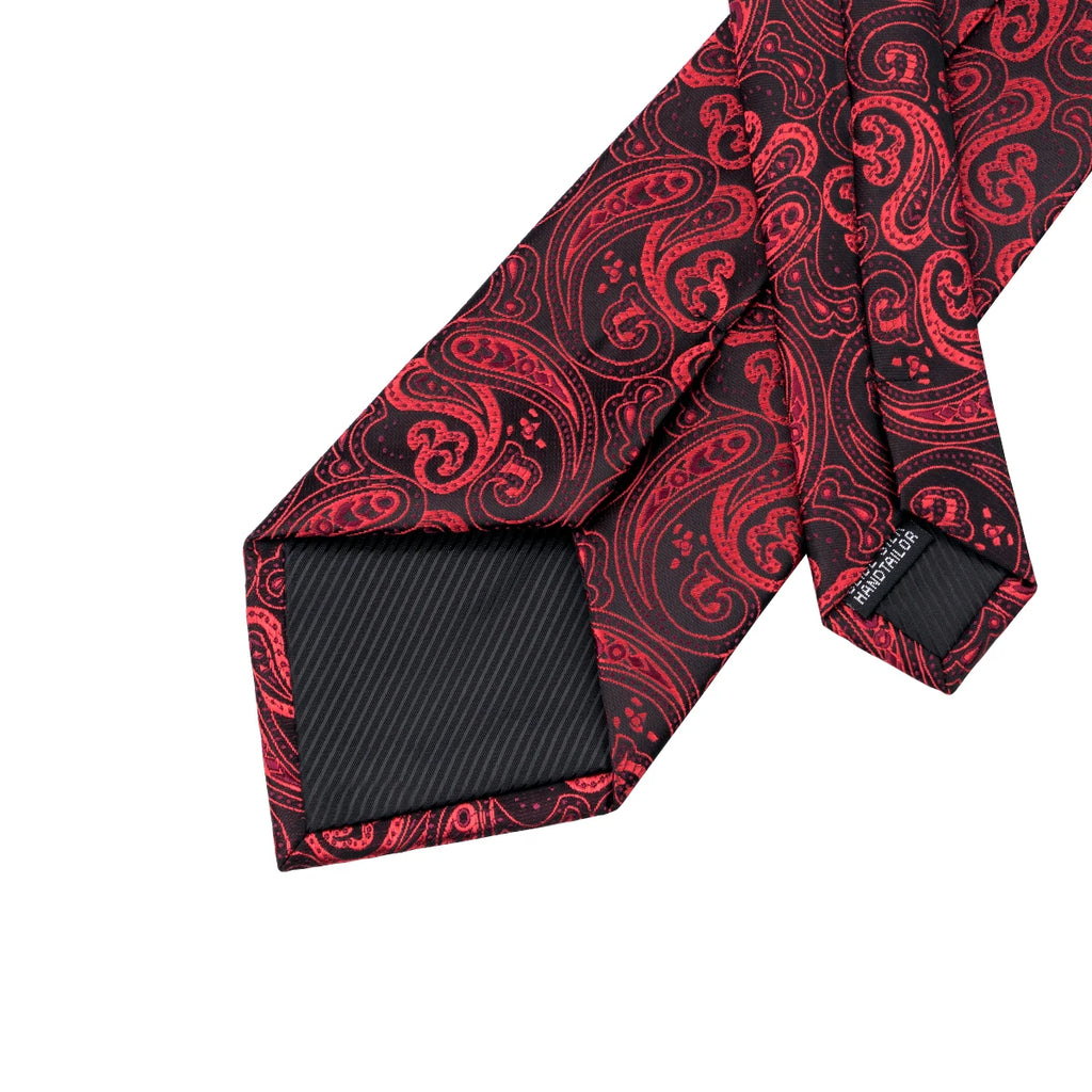 Hi-tie Paisley Wine Red 100 Silk Men's Tie Neckties Ties Men Formal Qme