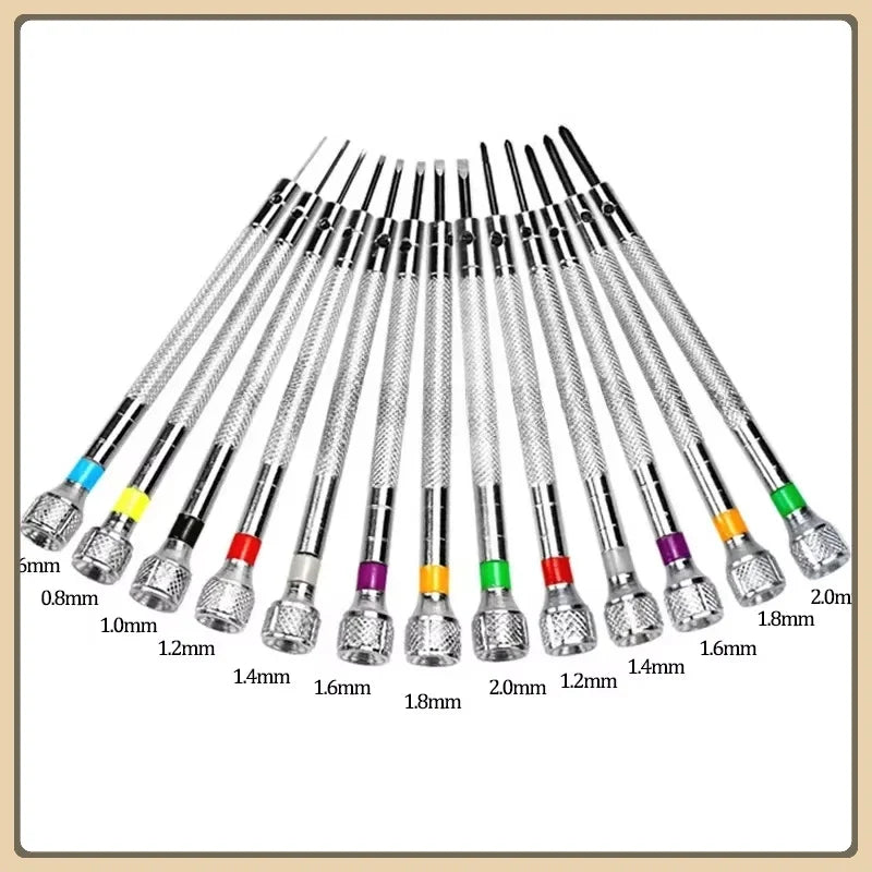 13Pcs Watch Repair Tools Screwdriver Set 0.6mm-2.0mm Flat Head Screwdriver Kit Professional Watchmakers for Watch Repair Tools Qme