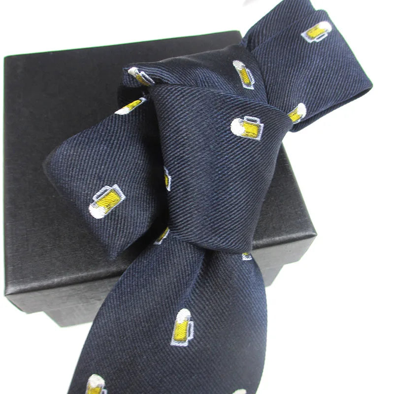 Necktie Men Beer Mug Funny Ties Formal Dress Wedding Shirt Cravat Qme