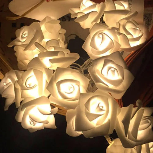 1.2M 10LED Creative Rose Flower String Lights Romantic Rose Flower Globe Lamp For Home Bedroom Wedding Proposal Garden Decor Qme