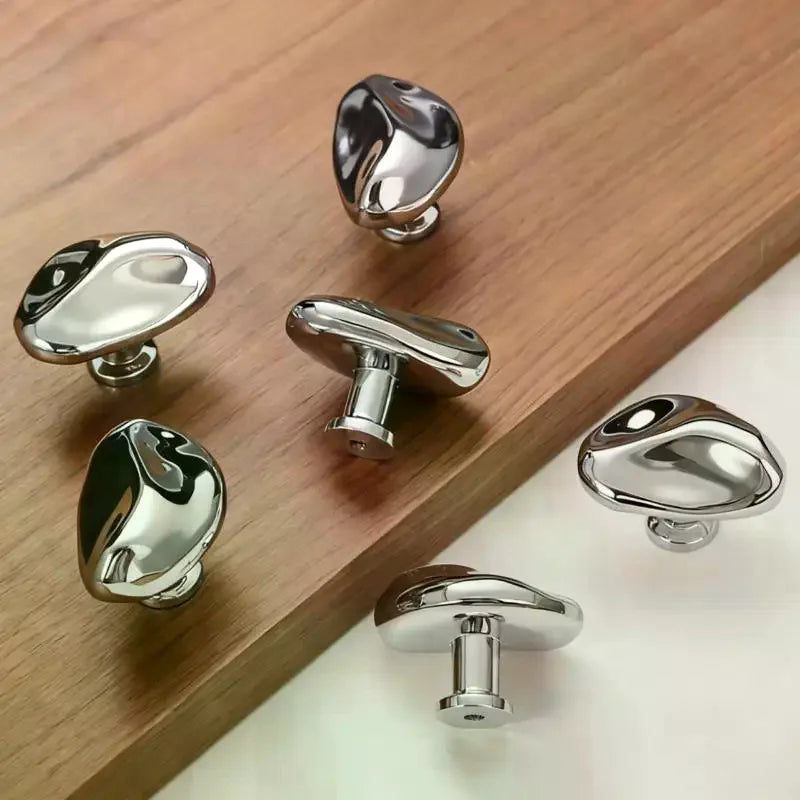 1Pcs Simple Wardrobe Door Drawer Cabinet Bright Silver Handle New Chinese Furniture Single Hole Small Handle Qme