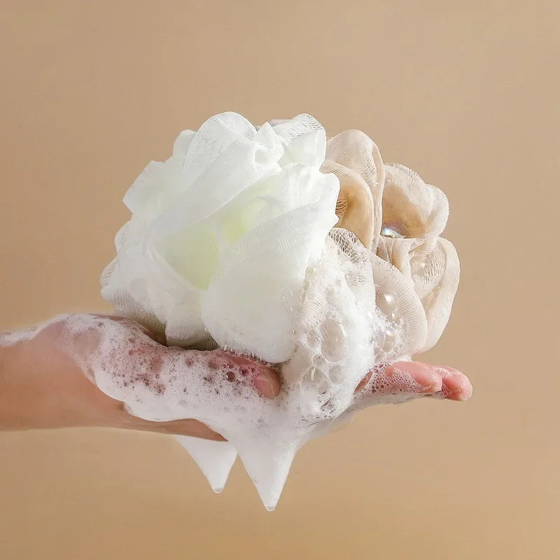 Soft shower sponge, 3D flower design, gentle exfoliating shower bag with handle, suitable for both men and women Qme
