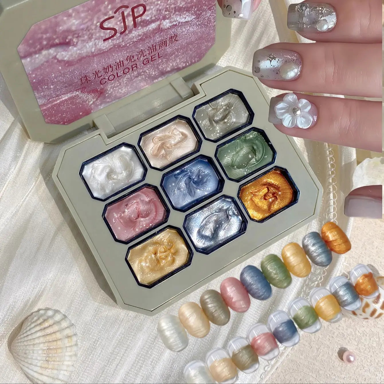 9 Colors Pearlescent Solid Nail Polish DIY Art Charm Can Be Used Qme 01