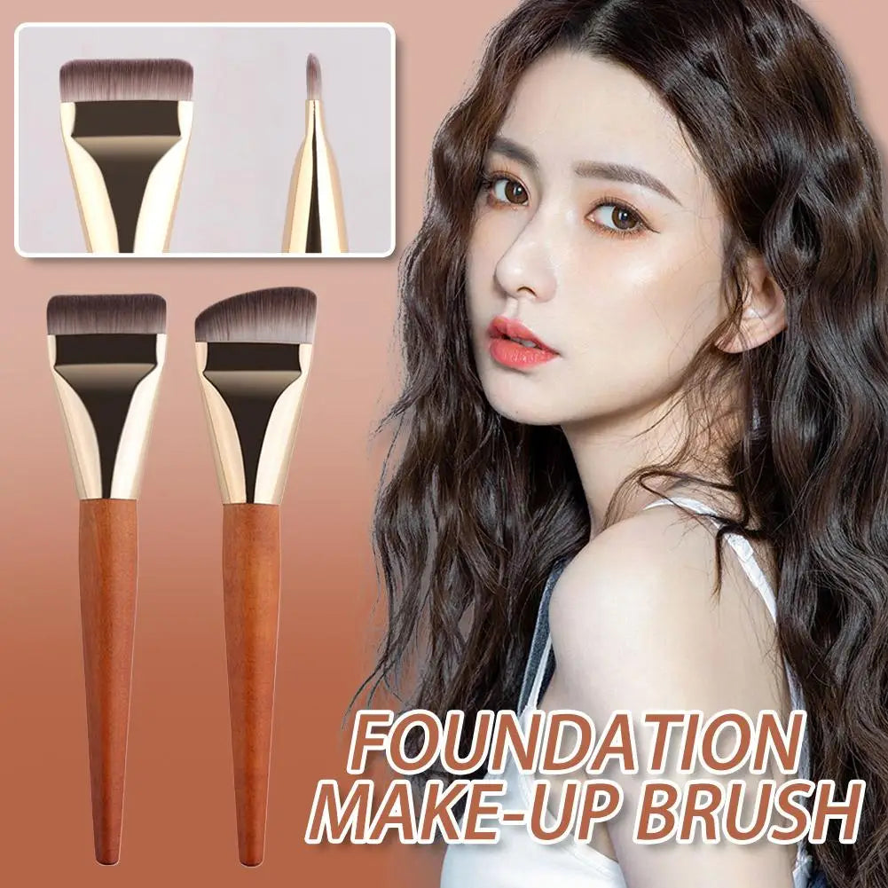 Flat Foundation Brush Liquid Makeup Ultra Thin Face Angled Blending Qme