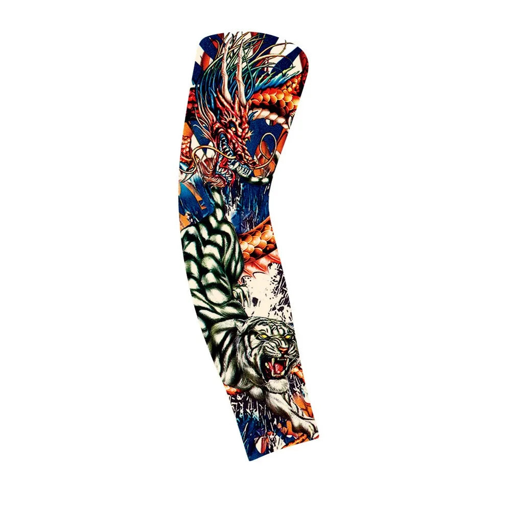Flower Arm Pattern Tattoo Sleeve Breathable Thin Men Sunscreen UV