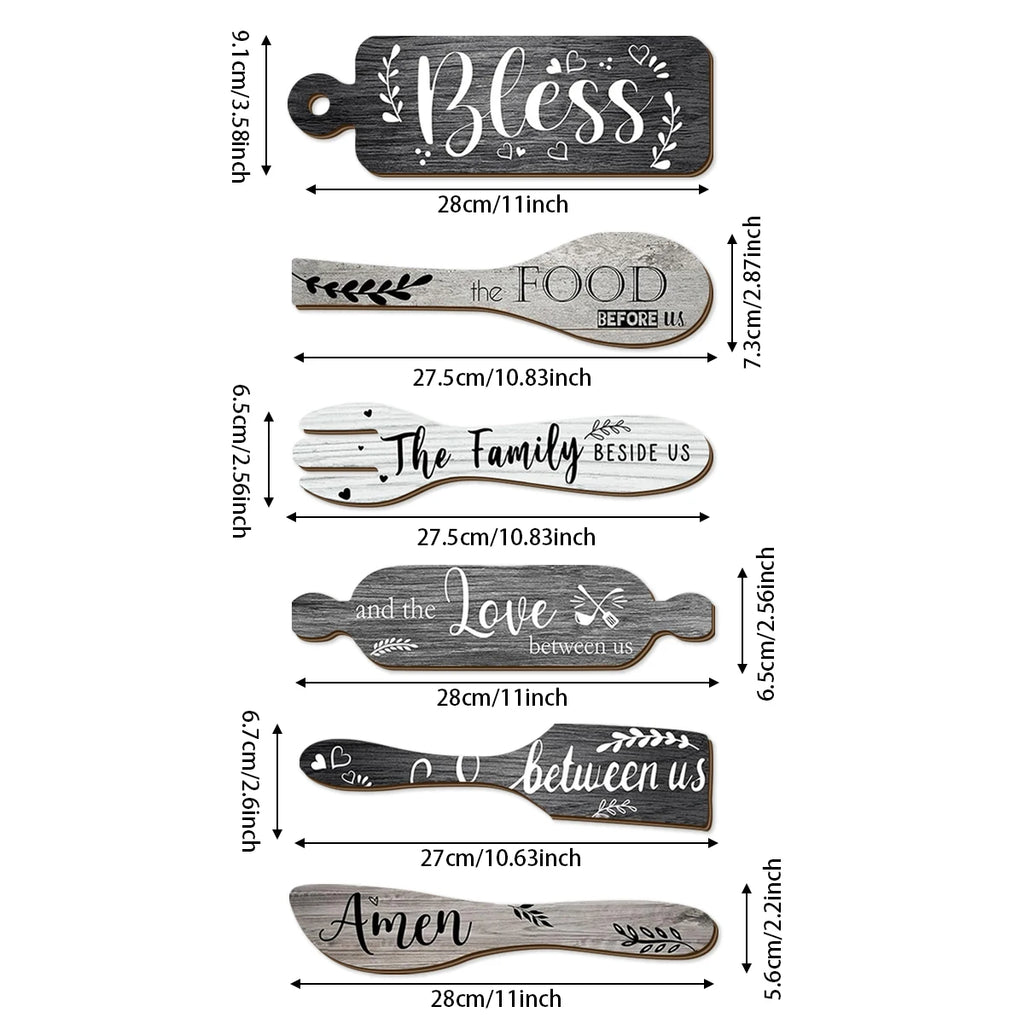 1SET Blessing the Food wooden wall hanging decoration, creative kitchenware design, warm home decoration for restaurant kitchen Qme