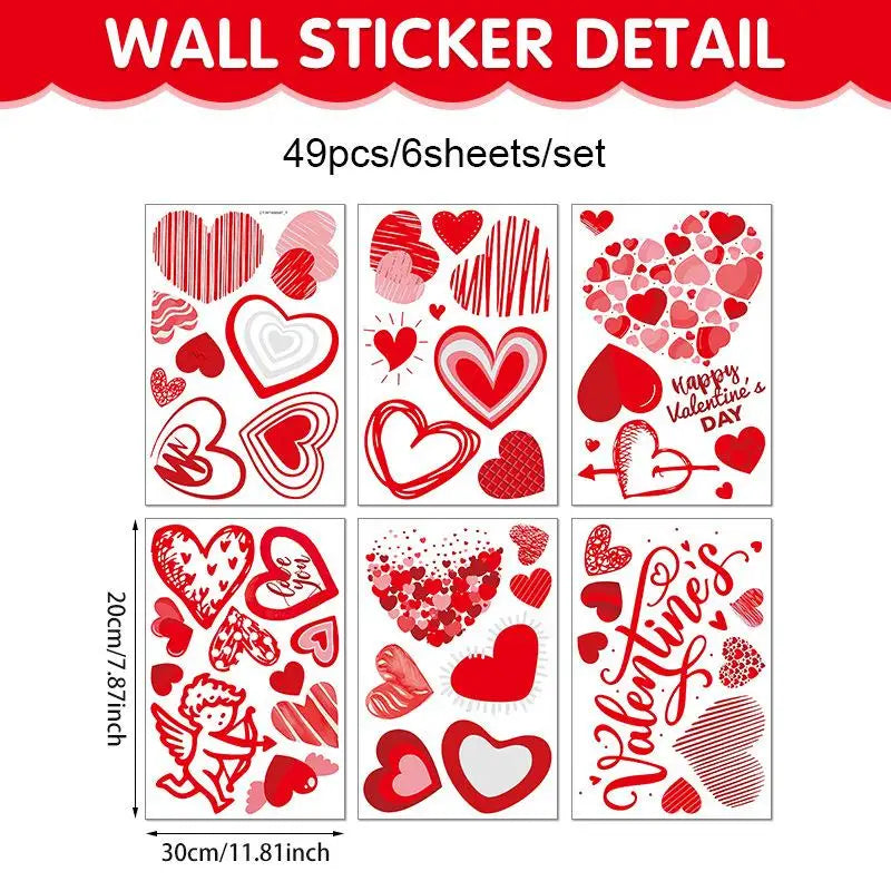 Valentine's Day Atmosphere Decor Stickers Heart-shaped Romantic Sweetheart Balloon Stickers For Glass Windows Display Windows Qme A5