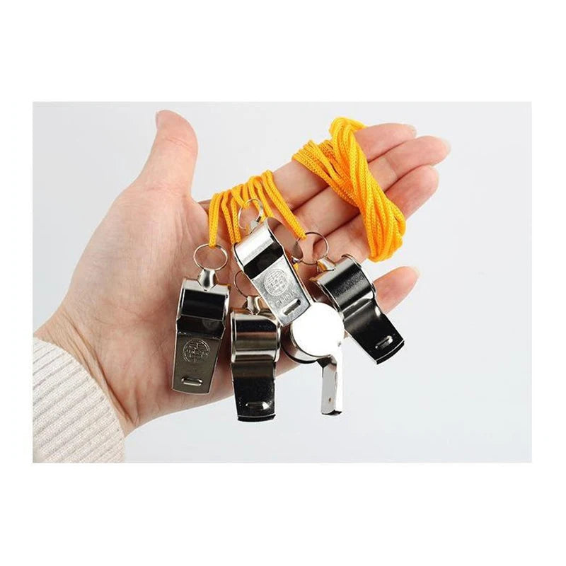 Loud Metal Whistle Team Sport Rope Strong Compact Wear Resistant Qme