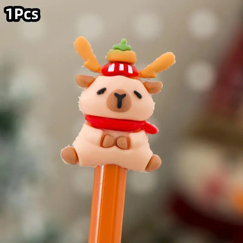 1 Christmas Capybara Gel Pen Cute Cartoon Stationery Smooth Writing Qme A3