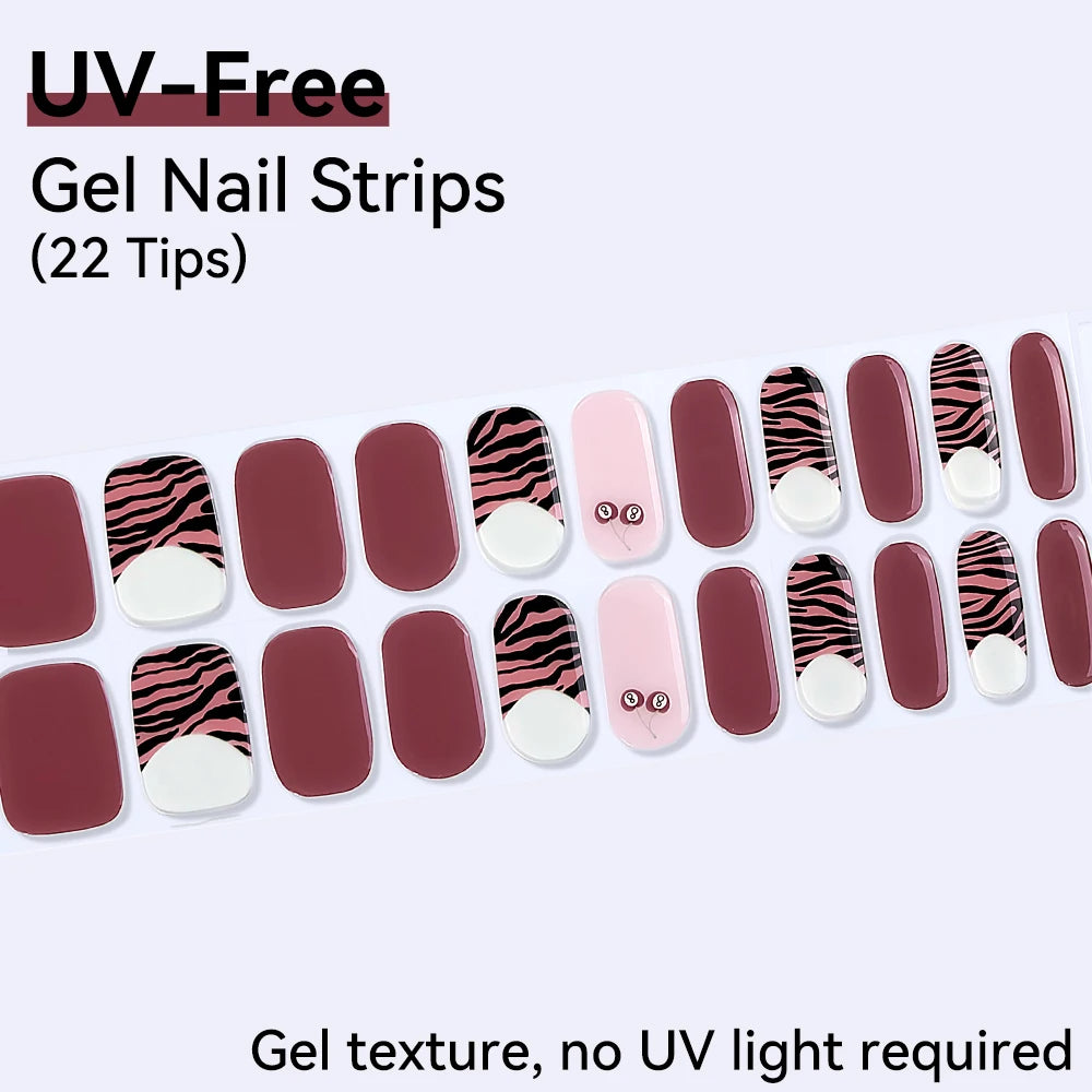 22Tips Sparkling Leopard Pattern Full Cover Nail Stickers French Qme BSA-0189