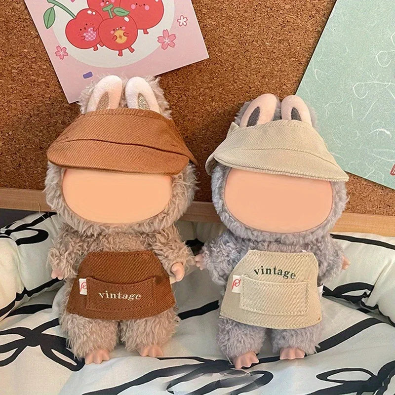 Clothes suitable for dolls -17cm vintage baseball cap apron set, 17cm accessories, cute doll clothes dress up in a unique style Qme
