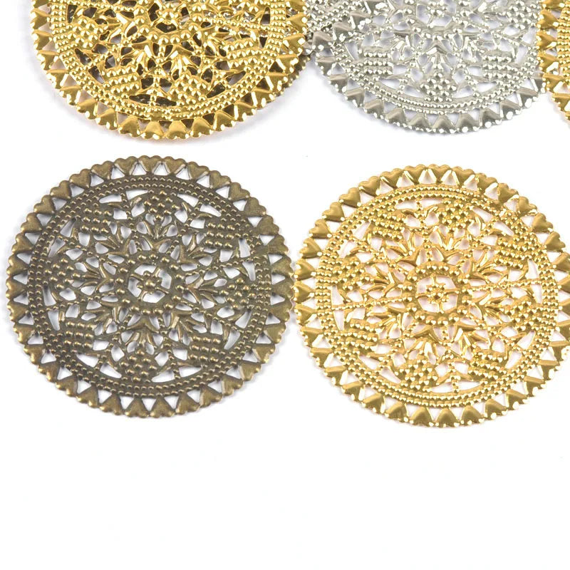 10Pcs Round Metal Crafts Filigree Flower Wraps Connectors For Making Scrapbook DIY Embellishments Handicraft Home Decor yk0896 Qme